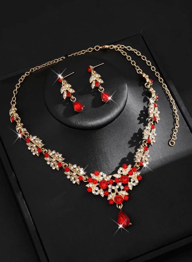 Take Two 2-Piece Embellished Rhinestone Drop Necklace and Earrings Jewelry Set