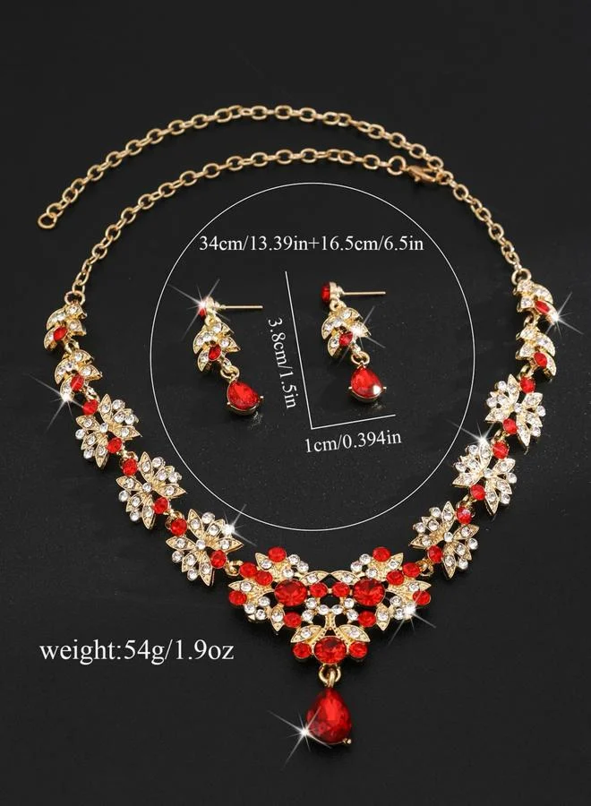 Take Two  2-Piece Embellished Rhinestone Drop Necklace and Earrings Jewelry Set for Women | Best Price UAE