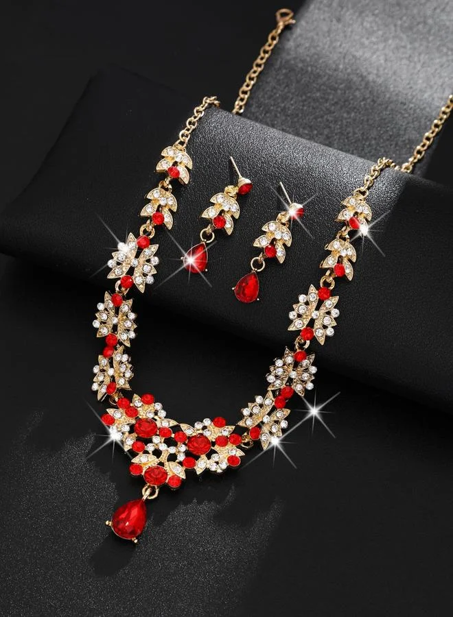 Take Two  2-Piece Embellished Rhinestone Drop Necklace and Earrings Jewelry Set for Women | Best Price UAE