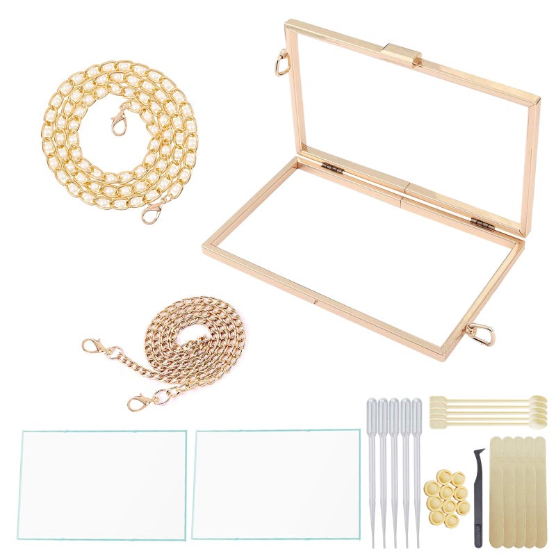 GDDP Resin Clutch Purse Mold Frame Rectangular Metal Purse Frame for Resin Bag Mold Creat Your Unique Handbag Gold