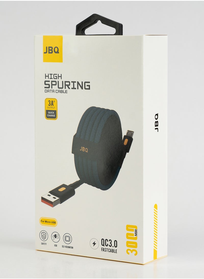 JBQ - 3 Meter 3A Output Data Cable For Quick Charge USB A to Micro USB - Image 1