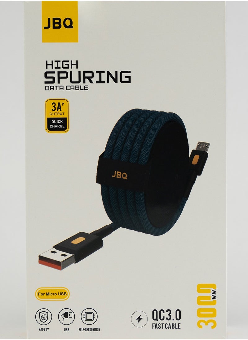 JBQ - 3 Meter 3A Output Data Cable For Quick Charge USB A to Micro USB - Image 1