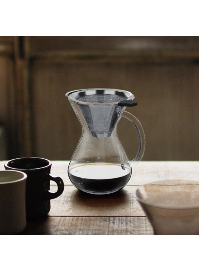 Stainless Steel Coffee Dripper Set with 400ml Glass Carafe – Manual Pour Over Coffee Maker Set - Image 2