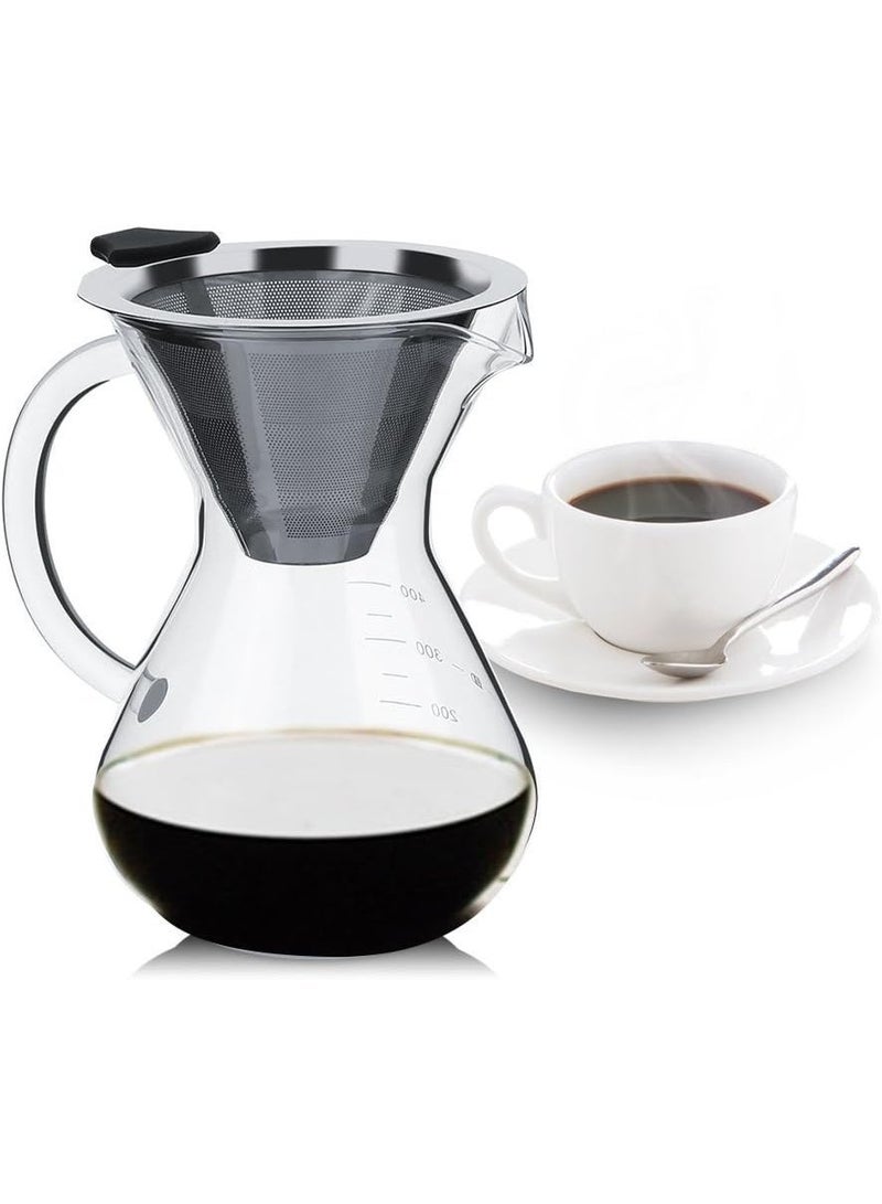 Stainless Steel Coffee Dripper Set with 400ml Glass Carafe – Manual Pour Over Coffee Maker Set - Image 3