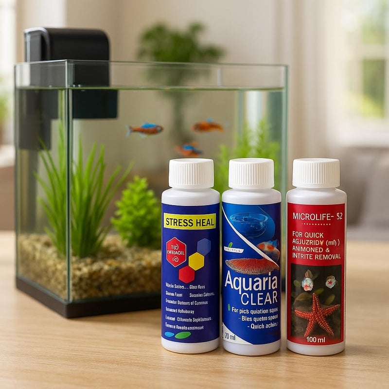 VAYINATO Aquatic Remedies Aquarium Fish Tank Must Have Starter Combo (Stress Heal + Aquaria Clear + Microlife S2) 3 * 100 Ml - 3 Pcs Combo Starter Pack - Image 3