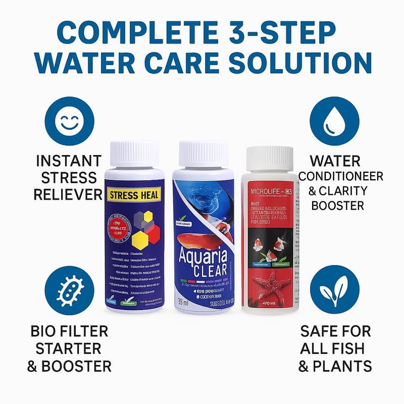 VAYINATO Aquatic Remedies Aquarium Fish Tank Must Have Starter Combo (Stress Heal + Aquaria Clear + Microlife S2) 3 * 100 Ml - 3 Pcs Combo Starter Pack - Image 4