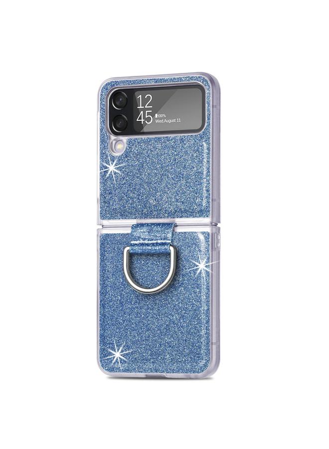 S-TOP Case For Samsung Galaxy Z Flip4 Glitter Leather Skin PC Phone Case with Ring - Image 1