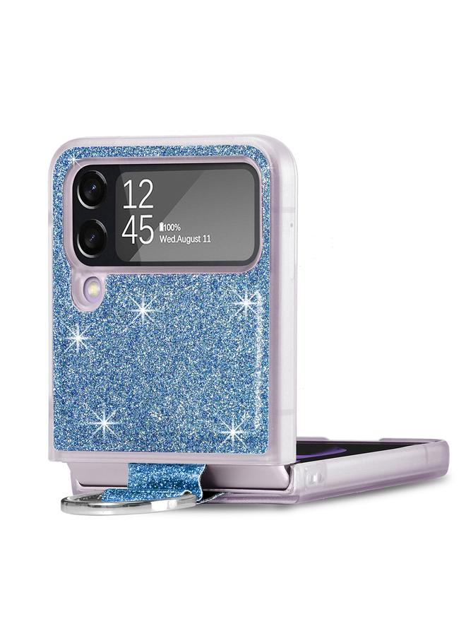 S-TOP Case For Samsung Galaxy Z Flip4 Glitter Leather Skin PC Phone Case with Ring - Image 2