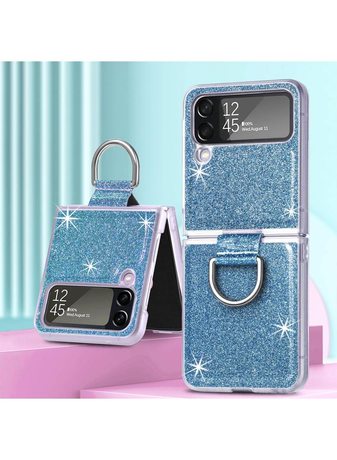 S-TOP Case For Samsung Galaxy Z Flip4 Glitter Leather Skin PC Phone Case with Ring - Image 5