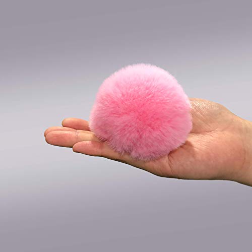 Cityelf Cute Faux Rabbit Fur Ball Pom Pom Keychain Car Key Ring Handbag Tote Bag Pendant Purse Charm (Pink) - Image 3