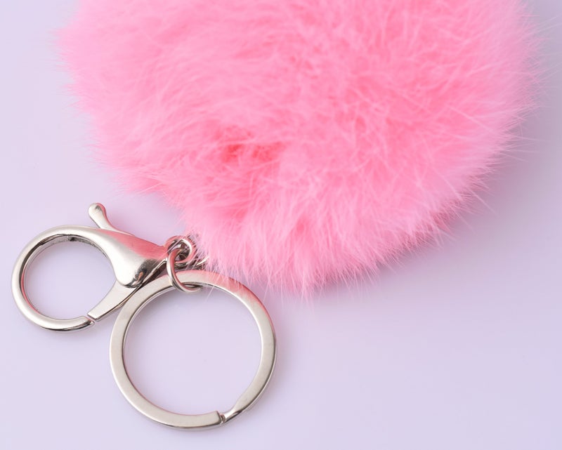 Cityelf Cute Faux Rabbit Fur Ball Pom Pom Keychain Car Key Ring Handbag Tote Bag Pendant Purse Charm (Pink) - Image 4