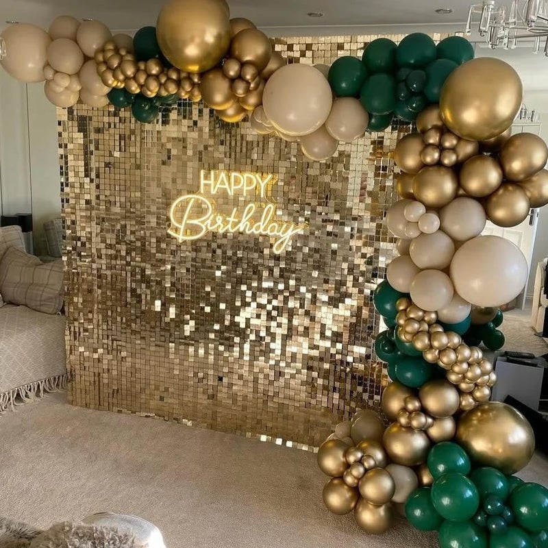 Kate Shimmer Wall Backdrop Light Gold Wall Panels 24Pcs Square Sequin Shimmer Wall Backdrop Decoration for Birthday Party,Wedding, Anniversary - Image 2