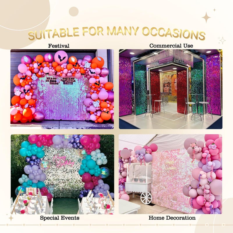 Kate Shimmer Wall Backdrop Light Gold Wall Panels 24Pcs Square Sequin Shimmer Wall Backdrop Decoration for Birthday Party,Wedding, Anniversary - Image 5