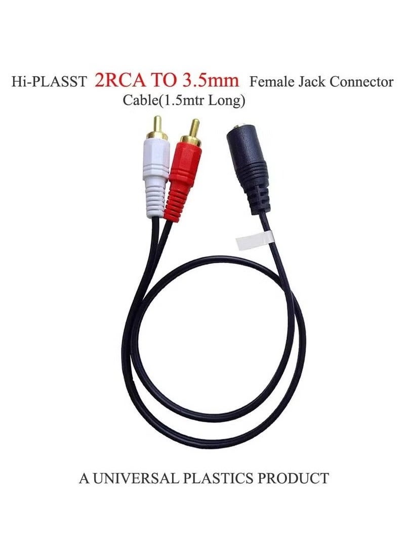 TIGER 🎧 3.5mm Female to 2RCA Male Stereo AV Video Splitter Cable (1.5m) – High-Quality Audio & Video Signal Transfer Cable for VCD, Sound System, Amplifier, HDTV, Speakers & Home Theatre – Ideal for Clear Stereo Sound & Video Output - Image 5