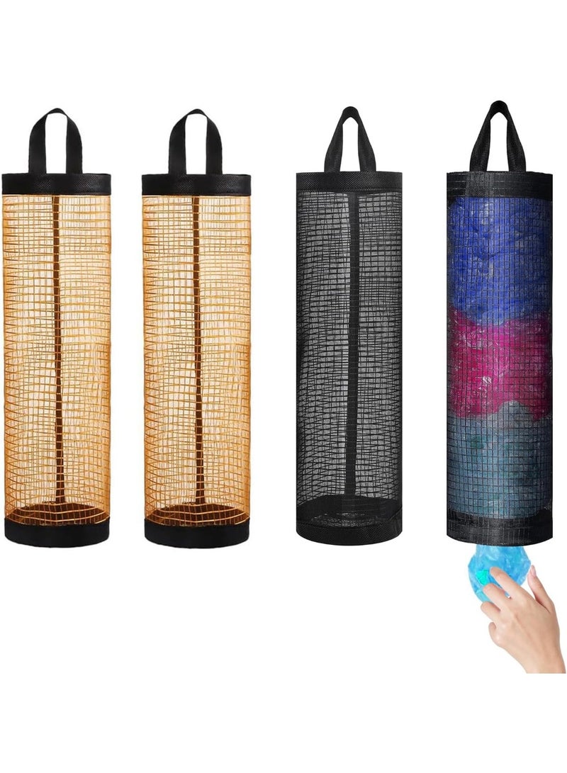 4 Pcs Plastic Bag Holder for Grocery Bags, Hanging Storage Bags Plastic Mesh Bags Dispenser Organizer Trash Bags Grocery Shopping Bag Holder for Home And Kitchen - Image 1