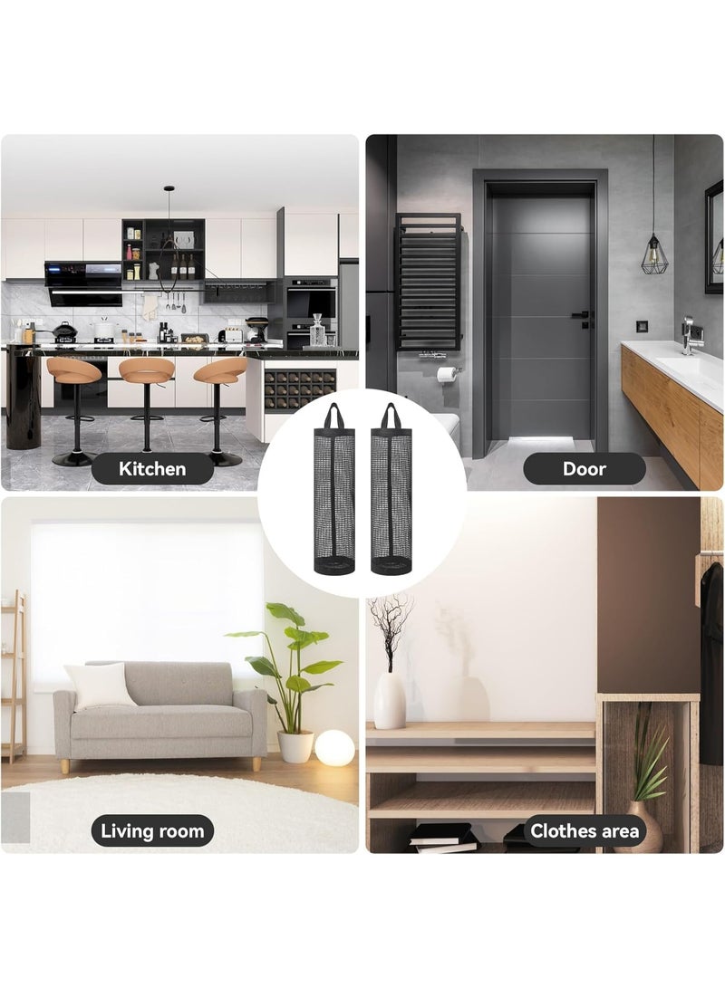 4 Pcs Plastic Bag Holder for Grocery Bags, Hanging Storage Bags Plastic Mesh Bags Dispenser Organizer Trash Bags Grocery Shopping Bag Holder for Home And Kitchen - Image 5