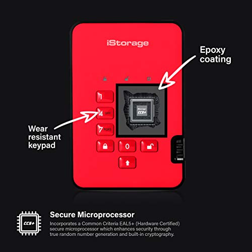 iStorage diskAshur2 SSD 512GB Red| Secure portable solid state drive | Password protected | Dust & water resistant | Hardware Encryption - Image 4