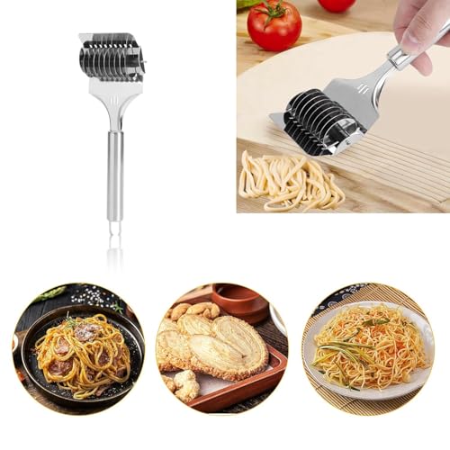 FALMAGU Stainless Steel Noodle Maker Roller Docker Dough Ginger Garlic Spaghetti Cutter Multi-Function Kitchen Tool - Image 3