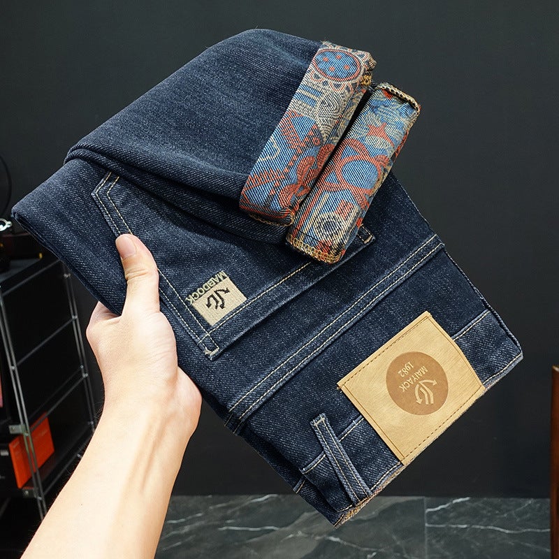 Hot-selling jeans mens elastic slim-fit explosions elastic mid-waist fashion brand soft jeans mens wholesale fashion 6008 blue thick section 