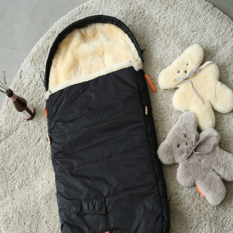 funlife 100% Australian Soft Lambskin Flat Teddy Bear for Baby Birthday Gift,Natural Snuggle Bear for Infant,Cream - Image 5