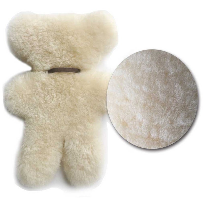 funlife 100% Australian Soft Lambskin Flat Teddy Bear for Baby Birthday Gift,Natural Snuggle Bear for Infant,Cream - Image 3