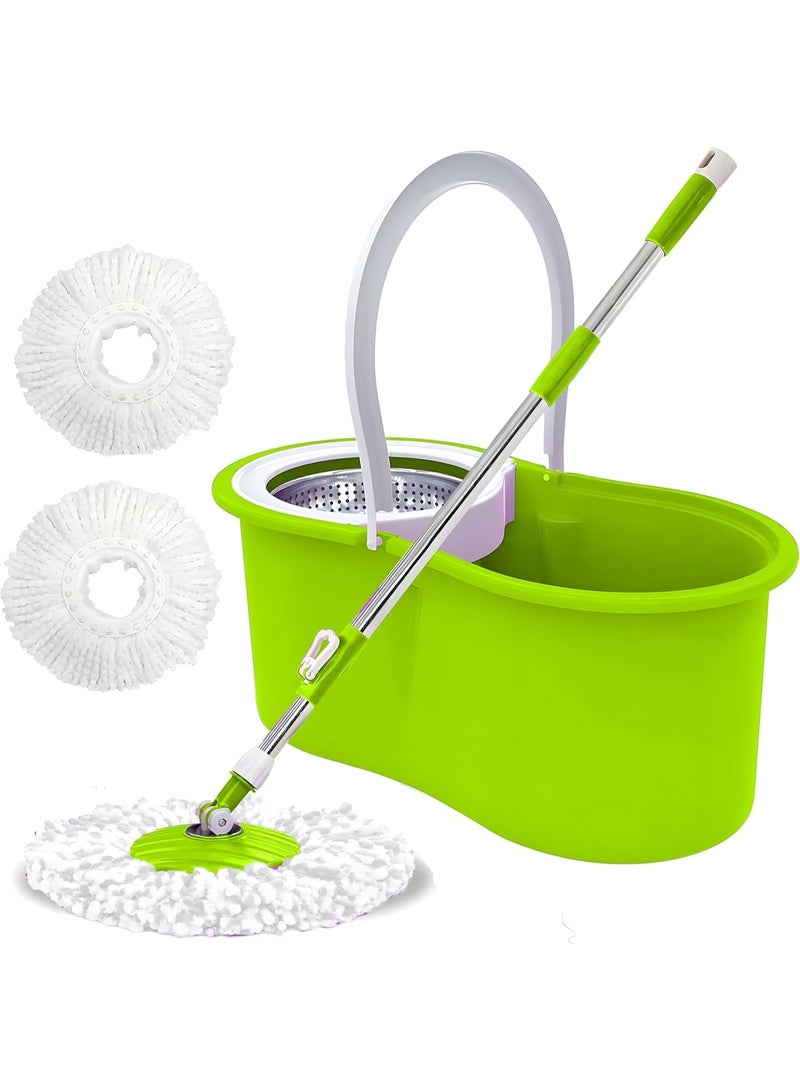 Mops for Floor Cleaning Stainless Steel Spin Mop and Bucket with,Hands Free Wringing, Telescopic Mop Handle, 360° Rotating Mop Head, Reusable Refills 45x26x23cm GREEN - Image 1