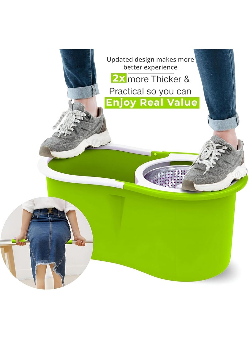 Mops for Floor Cleaning Stainless Steel Spin Mop and Bucket with,Hands Free Wringing, Telescopic Mop Handle, 360° Rotating Mop Head, Reusable Refills 45x26x23cm GREEN - Image 5