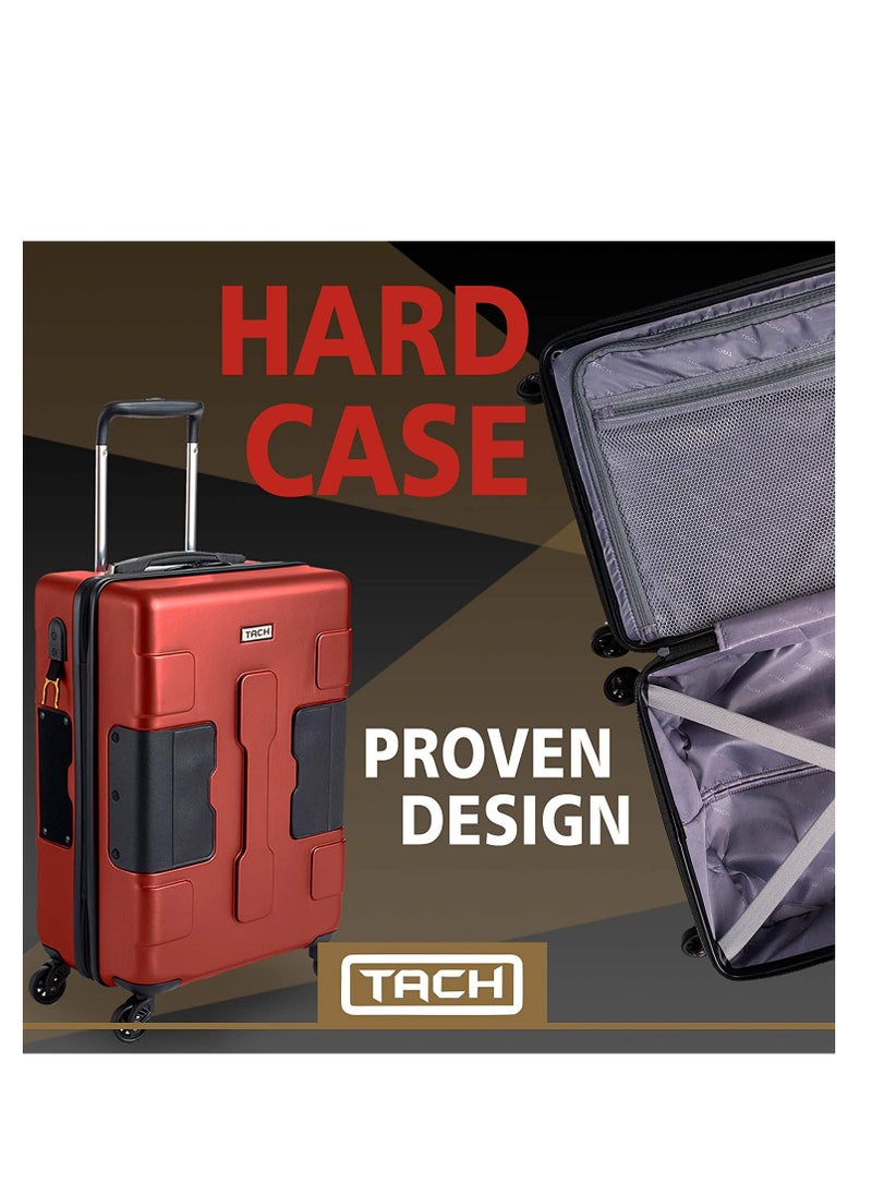 TACH - Connectable 3 Pcs Luggage Set | 22, 24 & 28" Spinner Luggage with TSA Locks | Patented Built-In Connecting System Easily Links 6 Bags | Wine Red - Image 1
