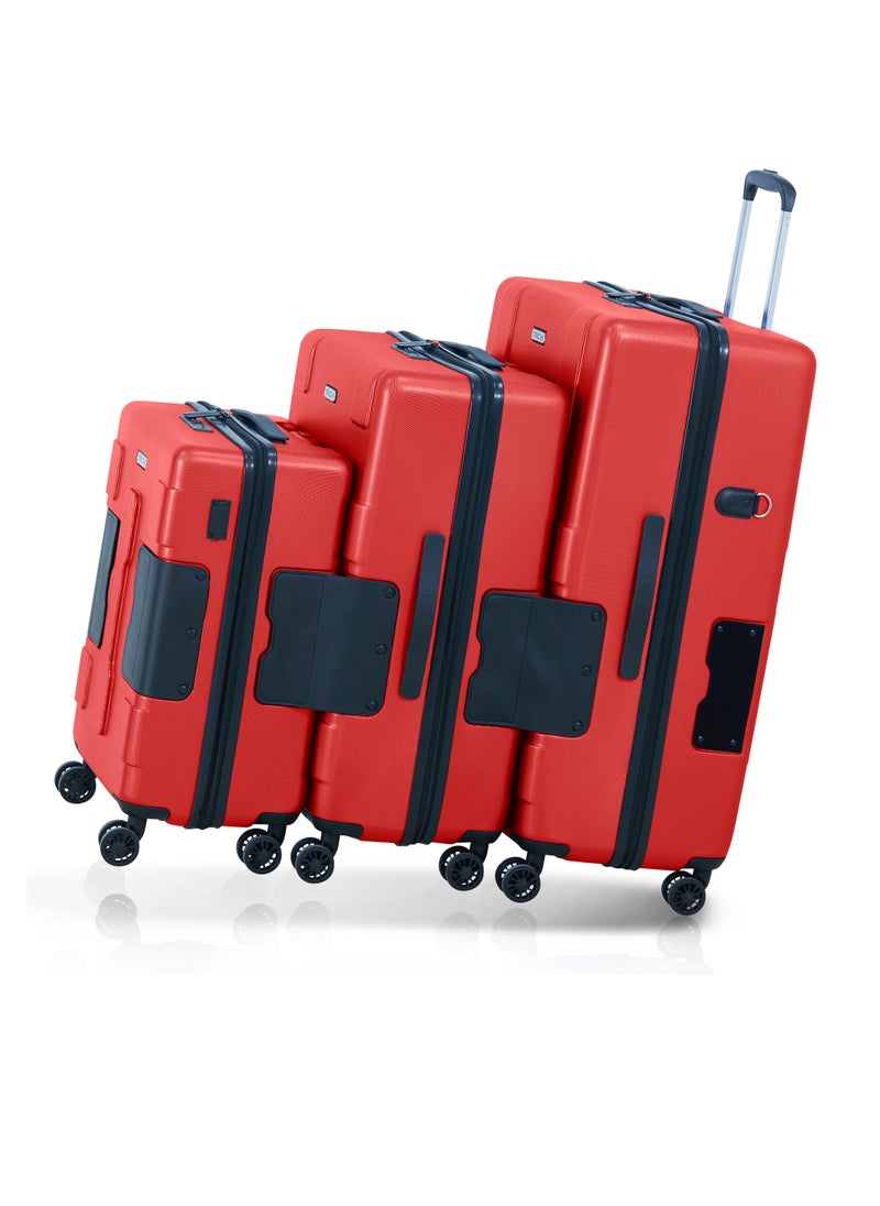 TACH - Connectable 3 Pcs Luggage Set | 22, 24 & 28" Spinner Luggage with TSA Locks | Patented Built-In Connecting System Easily Links 6 Bags | Wine Red - Image 1