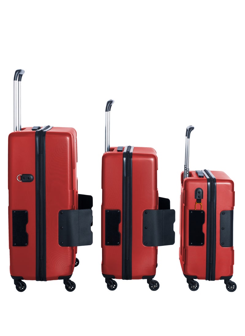 TACH - Connectable 3 Pcs Luggage Set | 22, 24 & 28" Spinner Luggage with TSA Locks | Patented Built-In Connecting System Easily Links 6 Bags | Wine Red - Image 1