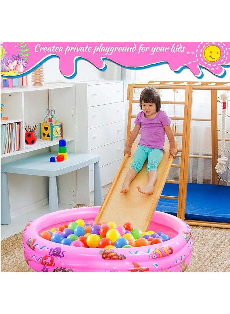 Topyich Round Baby Pool, Inflatable Swimming Pool for Kids,Portable Cartoon Kids Pool with Little Pump,Kiddie Paddling Pool for Home Outdoor(Pink, Random Pattern) - Image 4