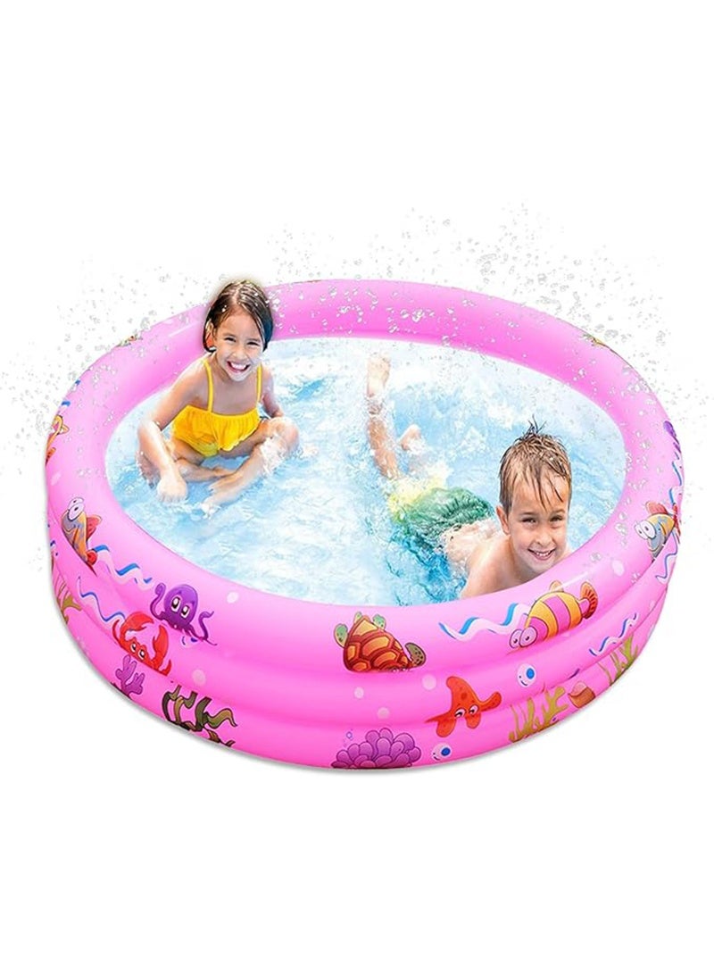 Topyich Round Baby Pool, Inflatable Swimming Pool for Kids,Portable Cartoon Kids Pool with Little Pump,Kiddie Paddling Pool for Home Outdoor(Pink, Random Pattern) - Image 3