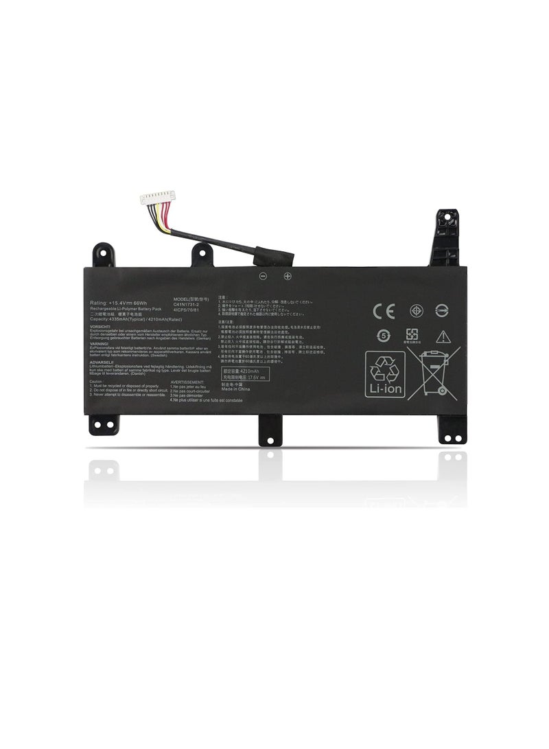 Terabyte 15.4V 66Wh 4335mAh 4-Cell C41N1731-1 Laptop battery compatible for Asus ROG Strix G15 G512 G512LV G512LU G512LW G512LWS SCAR 15 G532LV G532LW G532LWS - Image 1