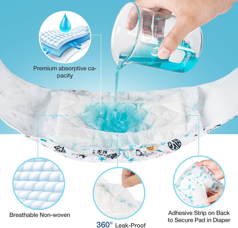 Pet Soft Dog Diaper Liners, 100ct Disposable Dog Nappy Liners for Male Female Dogs with Side Leak-Proof Protection, Period Absorbent Dog Inserts Booster Pads for Dog Nappies (M-100) - Image 2