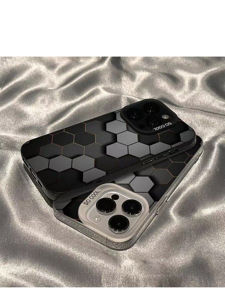 Black Matte Honeycomb Shockproof Case for iPhone 16 Pro | Anti-Fingerprint, Drop Protection, Scratch Resistant, Anti-Shock Cover - Image 3