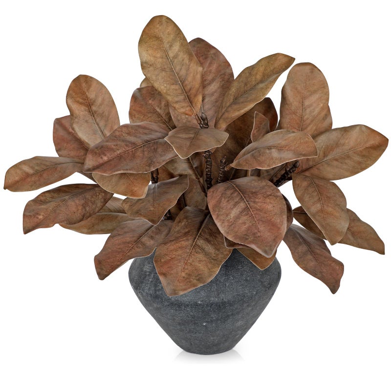 Briful Artificial Magnolia Leaves Stems 3 Pack 22in Coffee Brown Fake Magnolia Branches for Vase Fall Leaves Stems for Home Room Arrangements Centerpieces Thanksgiving DÃ©cor (Vase Not Included) - Image 1