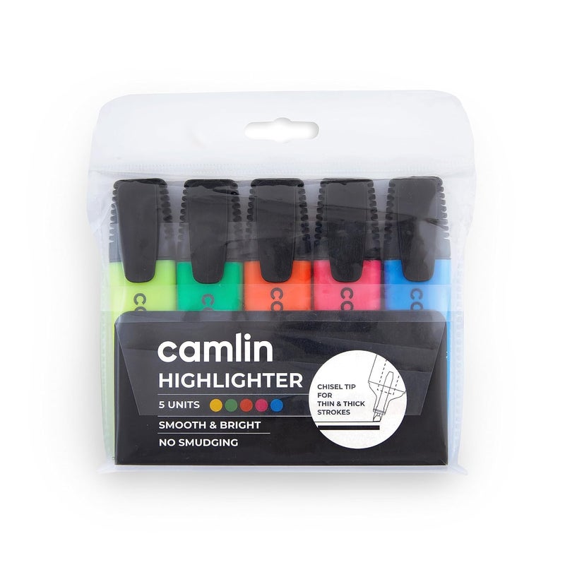 Camlin Highlighter Pen 5 Shades, Multicolor - Image 2