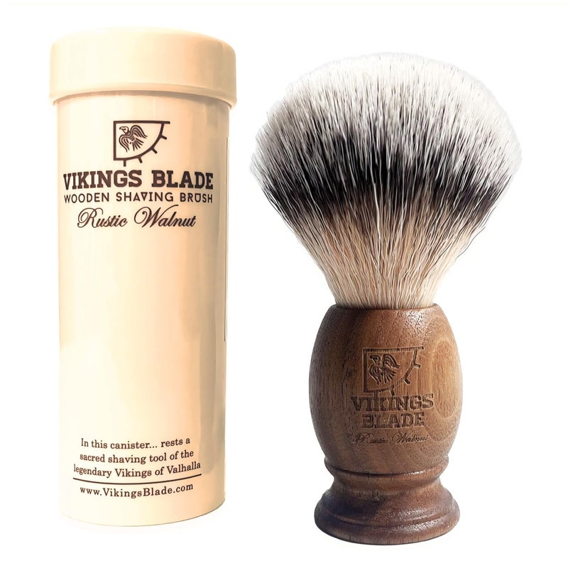 Wooden Shaving Brush for Men by VIKINGS BLADE Super Strong Knot Backbone Minimal Shedding Fast Lather Extremely Smooth  Plush on Skin Rustic Walnut