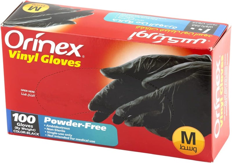 POWDER FREE BLACK GLOVES M/100 PCS