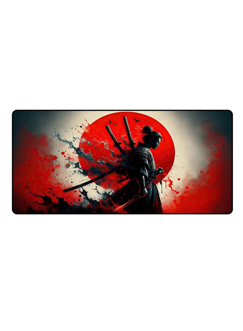 Japanese Samurai Gaming Mouse Pad (70× 30cm) for Keyboard and Mouse Desk Mat – Anti Slip Rubber Base – Stitched Edges – Waterproof – Speed Edition - Image 2