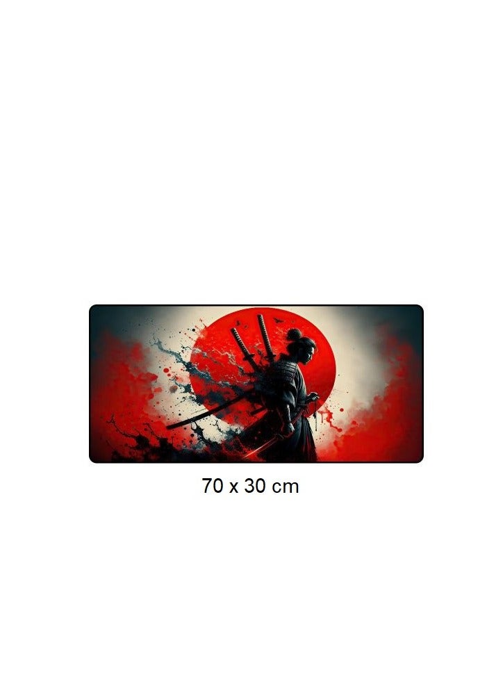 Japanese Samurai Gaming Mouse Pad (70× 30cm) for Keyboard and Mouse Desk Mat – Anti Slip Rubber Base – Stitched Edges – Waterproof – Speed Edition - Image 4