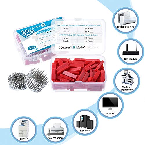 CQRobot JST SYP 2.5 mm Pitch 2-Pin Electronic Connector IC Male Plugs, Female Sockets Housing and Male/Female T-Shaped Crimp Terminal Kit. 50 Sets/300 Pieces Wire-Wire Adapter Cable Assembly. - Image 3