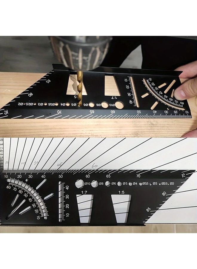 Black Precision Angle Ruler Durable PVC with 45 and 90 Degree Markings for Woodworking Drafting and Measuring - Image 3