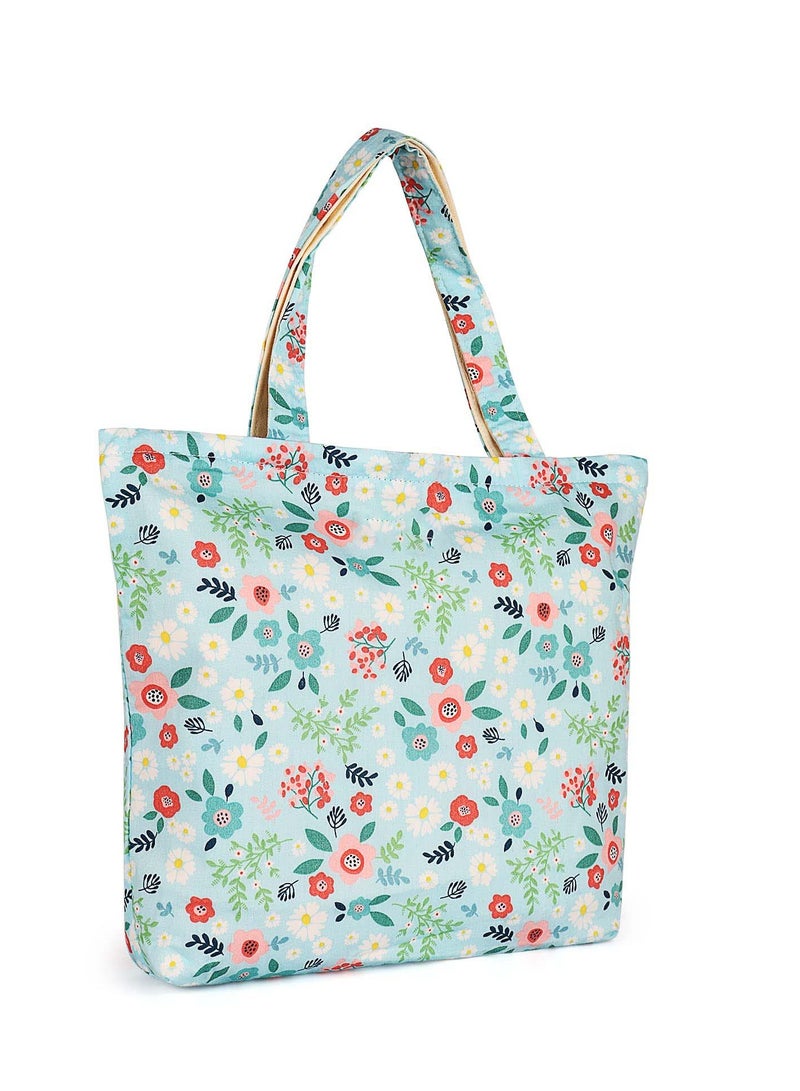 SYOSI Retro Gentle Floral Cotton Bags for Children Travel Bag, Portable Organizer Zipper Small Bag Craft Project Tote Bag - Image 1