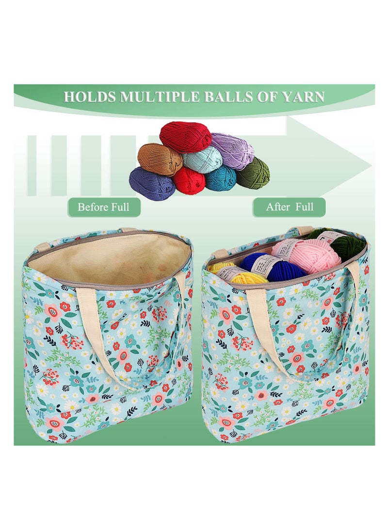 SYOSI Retro Gentle Floral Cotton Bags for Children Travel Bag, Portable Organizer Zipper Small Bag Craft Project Tote Bag - Image 2
