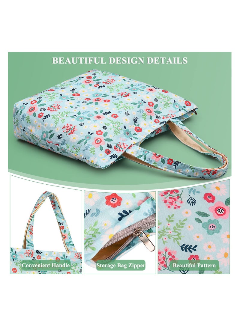 SYOSI Retro Gentle Floral Cotton Bags for Children Travel Bag, Portable Organizer Zipper Small Bag Craft Project Tote Bag - Image 3