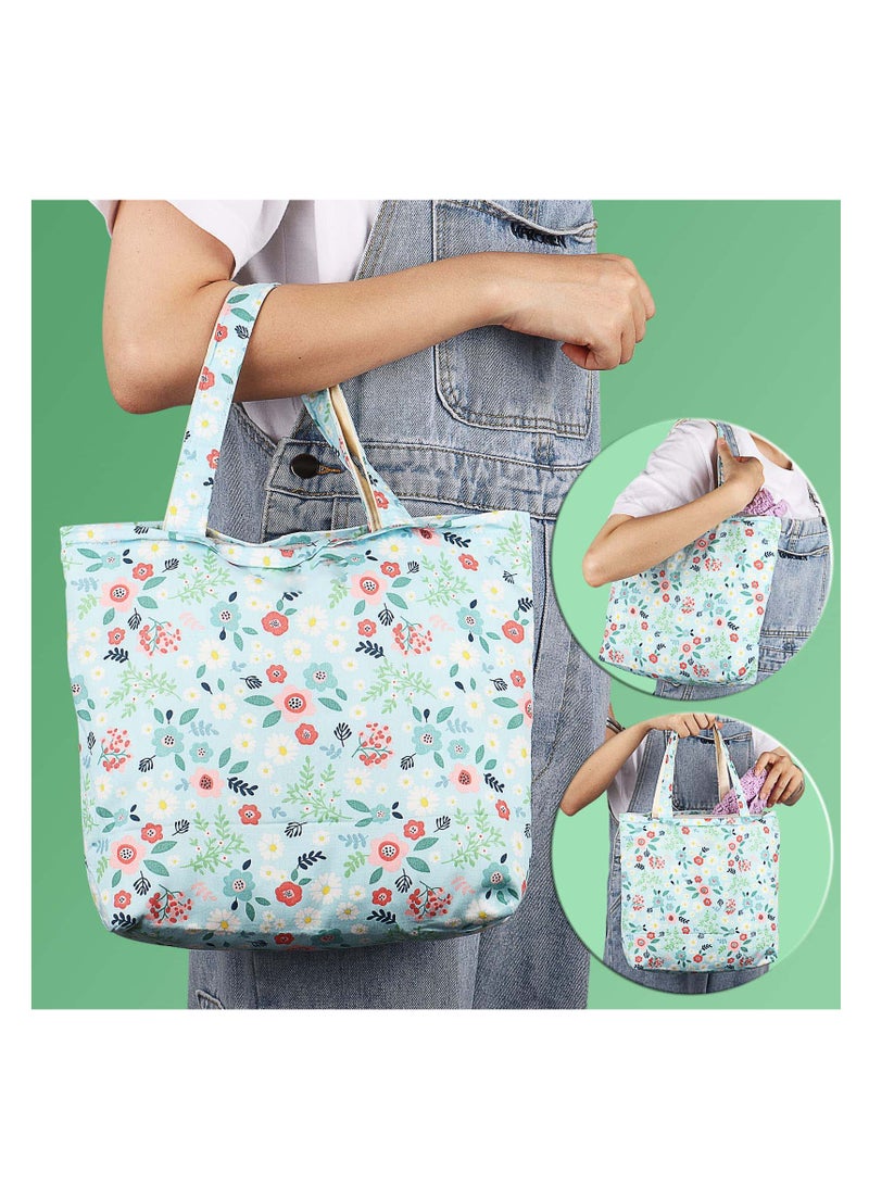 SYOSI Retro Gentle Floral Cotton Bags for Children Travel Bag, Portable Organizer Zipper Small Bag Craft Project Tote Bag - Image 5