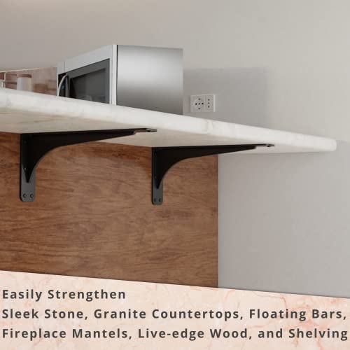 Starby Gladiator Series Solid Heavy Duty Welded 500 Lb Low Profile Granite Countertop Support Shelf Brackets Floating Shelf Discrete Slim 500 LB Capacity (2 Pack) (7" x 15" x 2.5") - Image 5