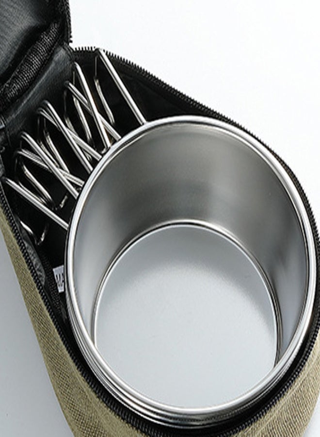 Campingmoon Outdoor Stainless Steel 450ml Sierra Bowl Picnic Tableware Portable Barbecue Hiking Camping Cup Picnic Cookware With Storage Bag - Image 3
