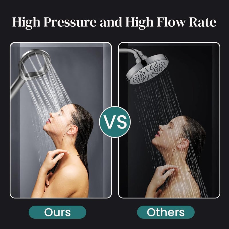 SHOPONIL SHOPONIL Shower Head with High Pressure and Water Saving Design High Pressure 220 Water Saving60 Handheld Shower Head with Polymer Water Mist Spray Unique Star Ring Shaped Black Shower Head  - Image 3